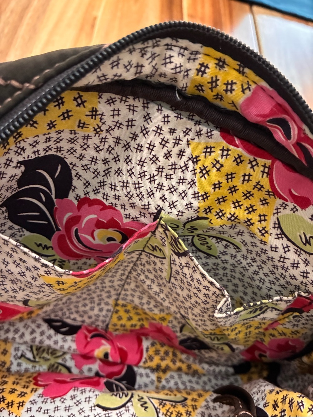 Vera Bradley Brown Quilted Crossbody Shoulder Bag Purse - Picture 6 of 15